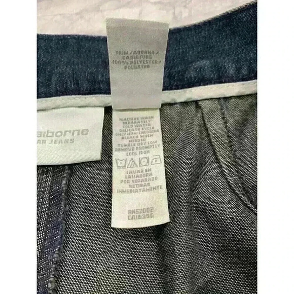 Liz Claiborne Jeans women’s 14 denim pinstriped Sides Straight Leg Back Pleats - Picture 6 of 6